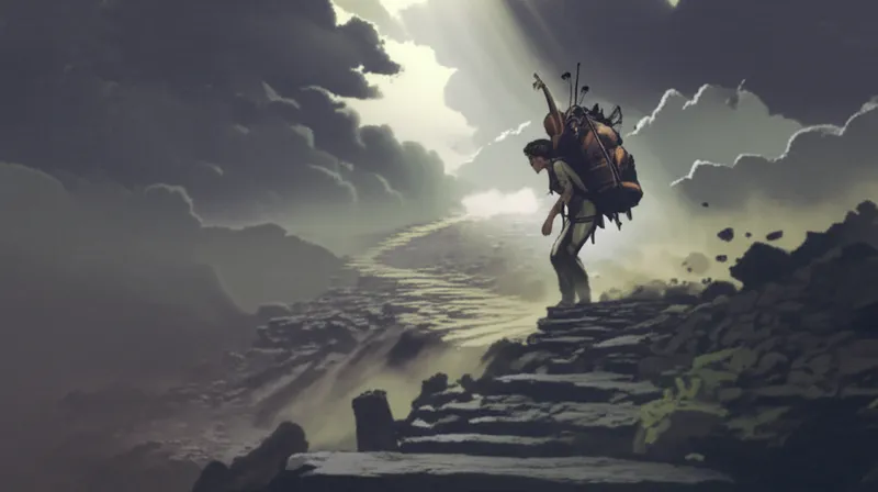 Visual illustration for the word "overcome" - The burden or recurring theme in a song.