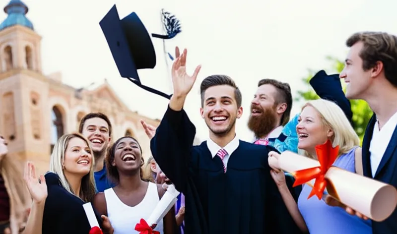 Ilustración visual de la palabra "graduated" - Graduarse, obtener el título