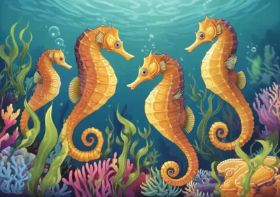 Illustration seahorses - Image 1