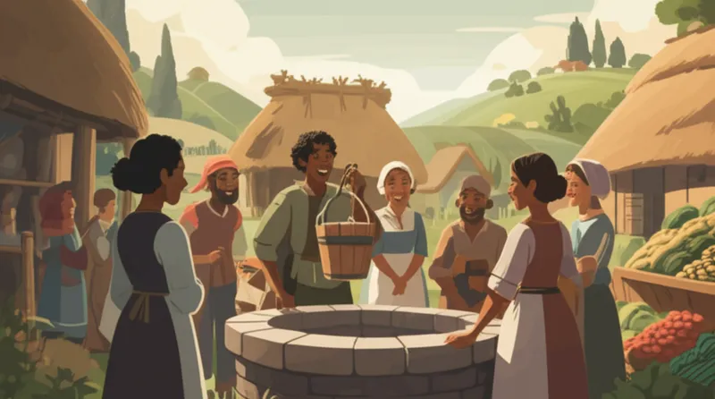 Visual illustration for the word "villagers" - A person who lives in, or comes from, a village.