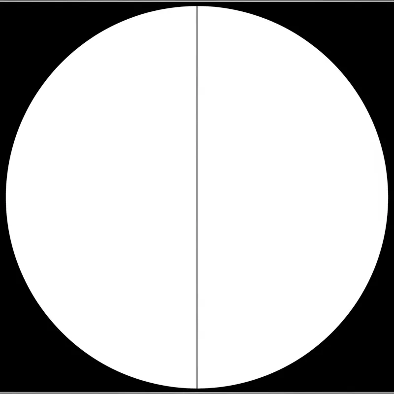 Visuelle Darstellung für das Wort „half" - Hälfte