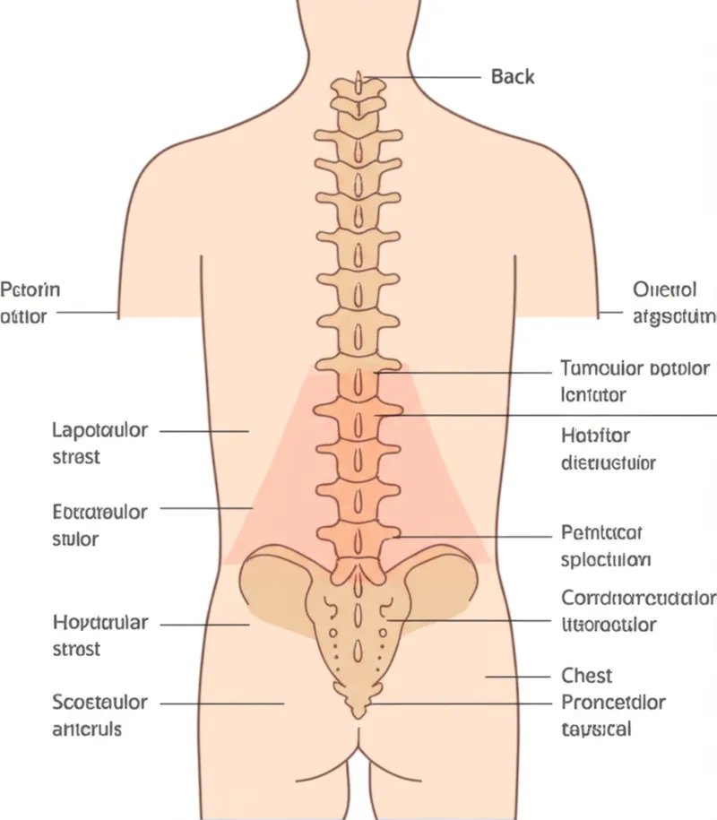 Ilustración visual de la palabra "back" - Espalda