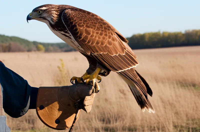 Visual illustration for the word "falconer" - A person who breeds or trains hawks or other birds of prey for taking birds or game.