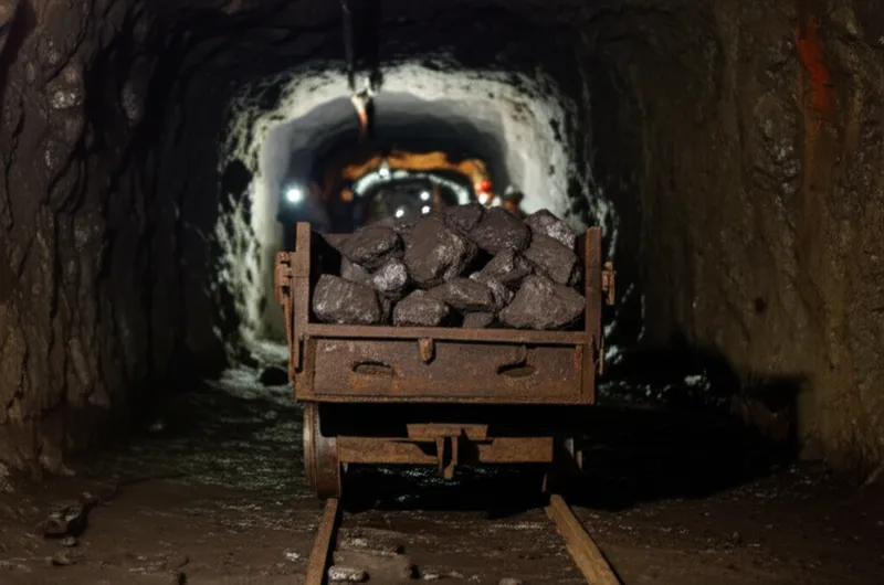 Illustration visuelle du mot « dans » - Tombereau de mine