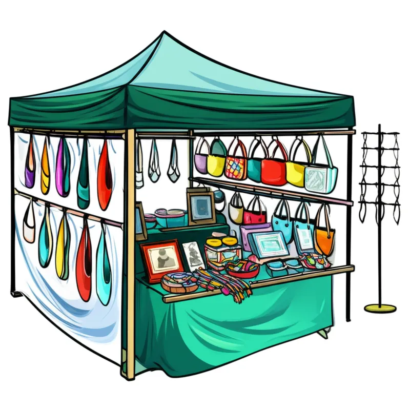 Ilustración visual de la palabra "booth" - Puesto, caseta