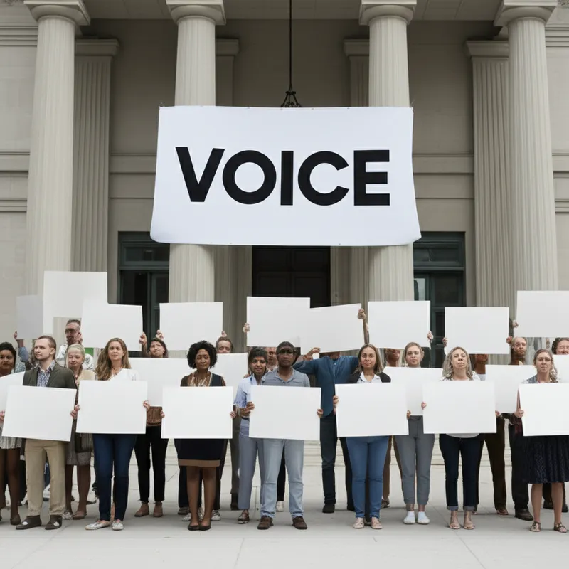 Ilustración visual de la palabra "protests" - Protestas, objeciones