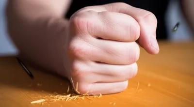 Visual illustration for the word "vehemently" - In a vehement manner; expressing with a strong or forceful attitude.