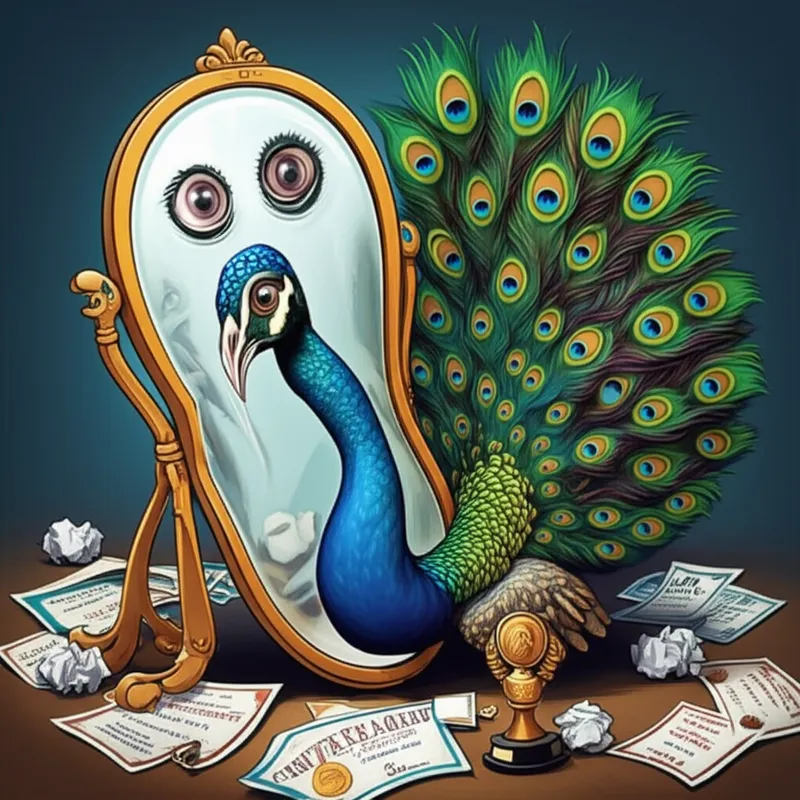 Illustration visuelle du mot « vain » - Vaniteux, prétentieux