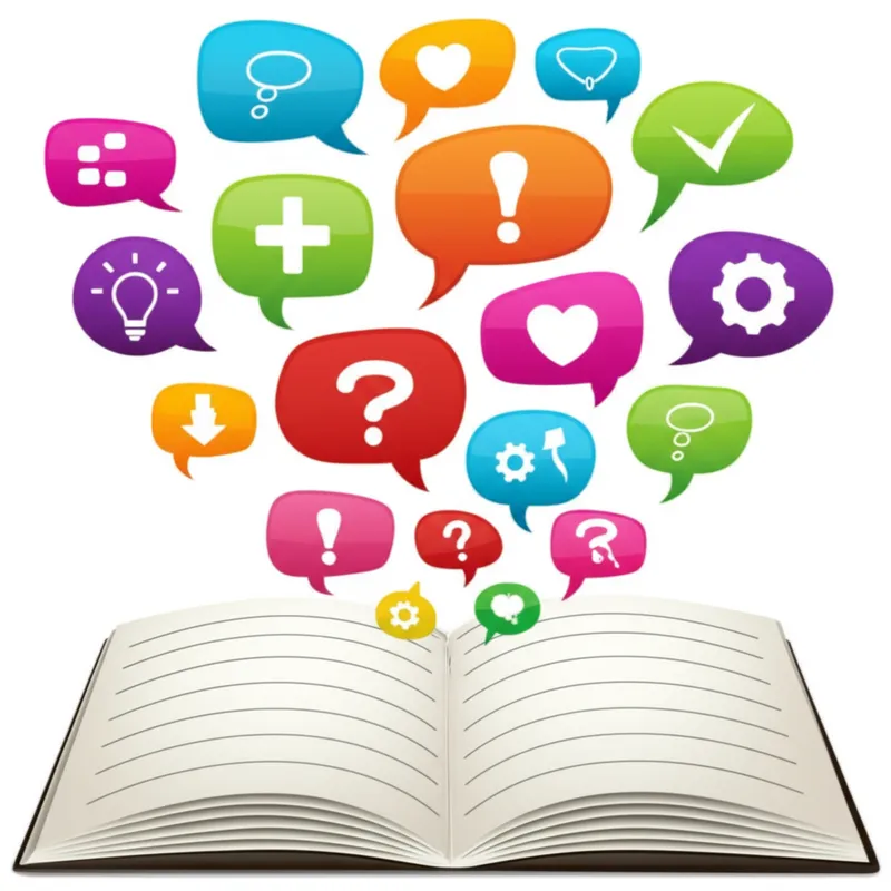 Visual illustration for the word "phrases" - A short written or spoken expression.