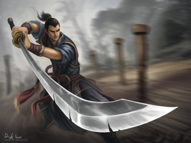 Visual illustration of dao: A Chinese sword with a curved, single-edged blade, primarily used for slashing and chopping - Image 1