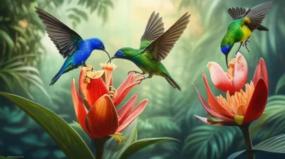 Визуальная иллюстрация слова «honeycreepers» - Медоеды