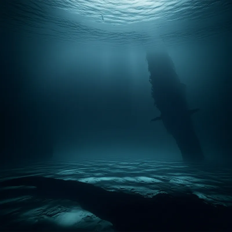 Visual illustration for the word "deep" - (with "the") The deep part of a lake, sea, etc.