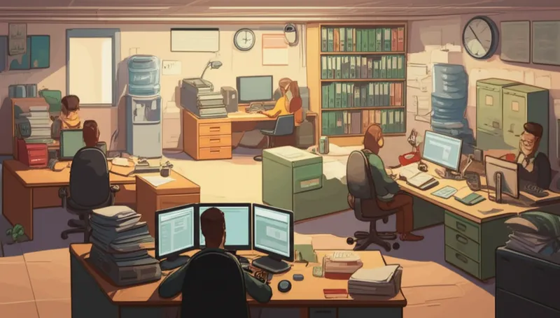 Illustration visuelle du mot « bureaux » - Bureau, administration