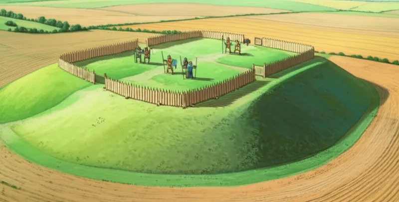 Ilustración visual de la palabra "mound" - Montículo, montón, terraplén