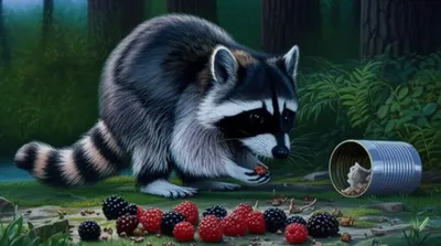 Illustration raccoons