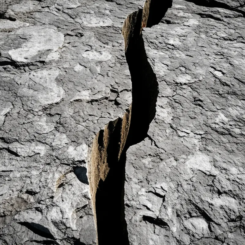 Illustration visuelle du mot « fissure » - Fissure, crevasse