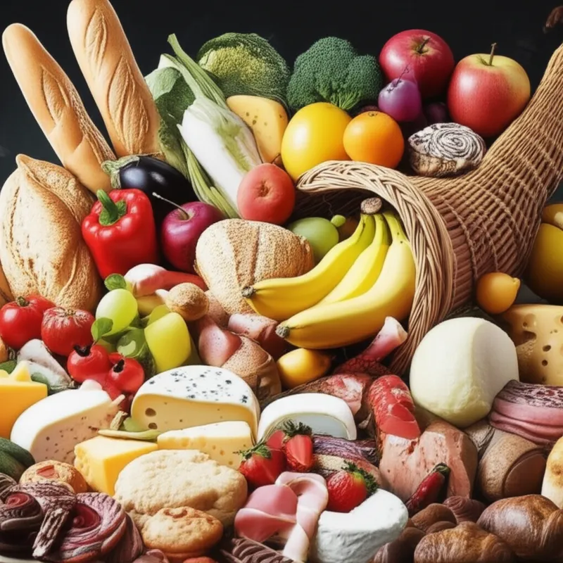 Ilustración visual de la palabra "comestibles" - Comestibles, alimentos