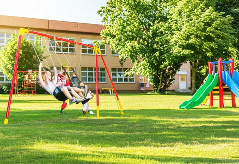 "schoolyard" शब्द का दृश्य चित्रण - स्कूल का मैदान