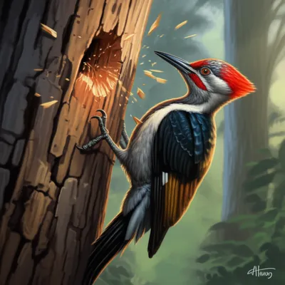 Illustration woodpeckers
