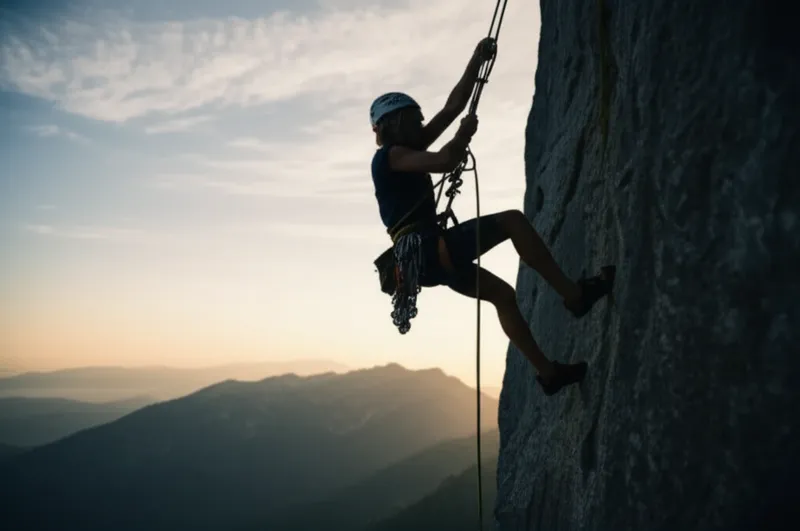 Illustration visuelle du mot « rappel » - Descente en rappel
