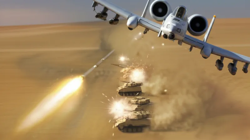 Visual illustration of strafe: To attack (ground targets) with automatic gunfire from a low-flying aircraft. - Image 1