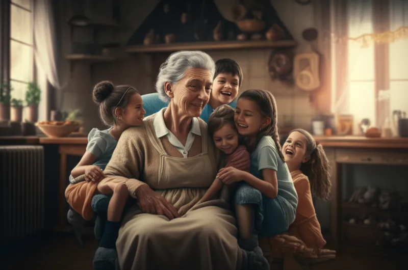 Ilustración visual de la palabra "gran" - Abuela