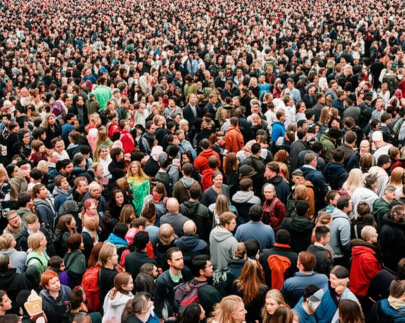 توضيح مرئي للكلمة "many" - حشد، جمهور