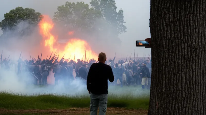 Visual illustration for the word "reenactment" - The repetition of an earlier (usually historic) event, as a performance or social event.