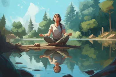 Illustration meditating - Image 1