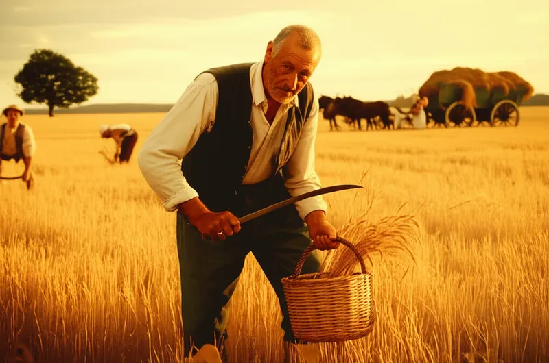 Ilustración visual de la palabra "harvesting" - Cosechar, recolectar