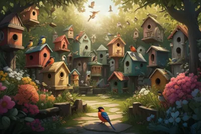 Illustration birdhouses - Image 1