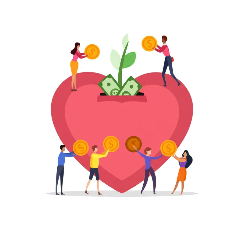 单词"fundraising"的视觉插图 - 筹款，募款
