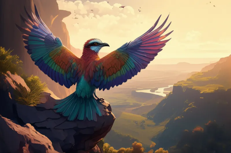 Illustration visuelle de versant: Avec les ailes dressées et ouvertes - Image 1