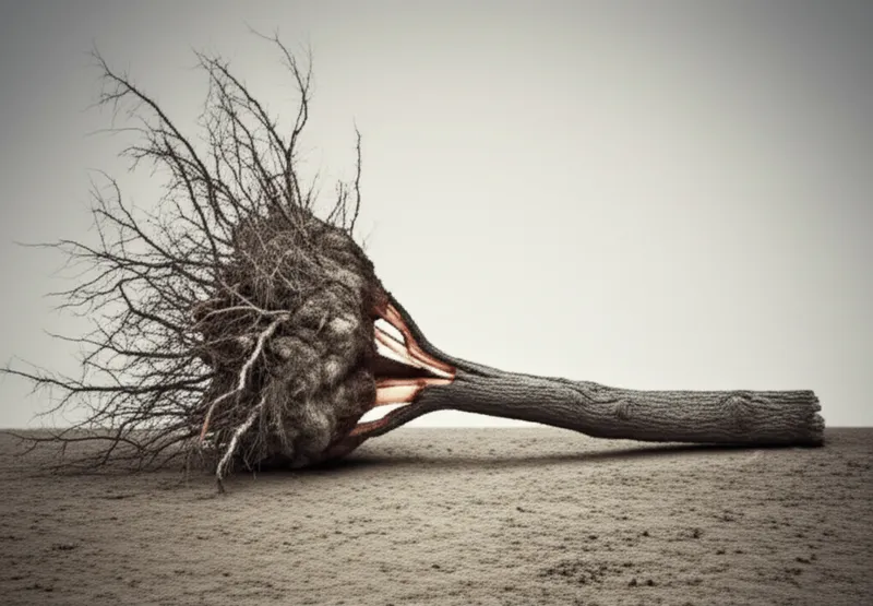 توضيح مرئي للكلمة "uprooting" - اقتلاع، استئصال