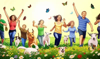 Illustration frolicking