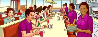 Ilustración visual de la palabra "restaurant" - Restaurante