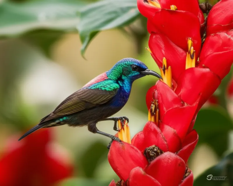 Визуальная иллюстрация honeycreeper: Гавайские медососы, также относится к гавайским медососам, певчим воробьиным птицам Гавайев - Изображение 1