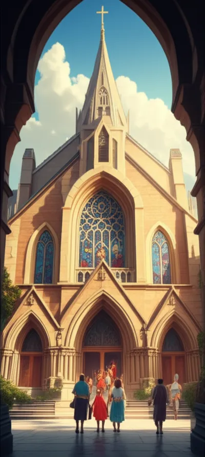 单词"church"的视觉插图 - 教堂，礼拜堂
