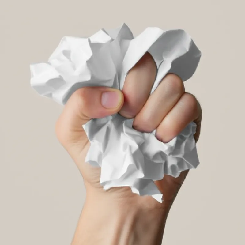 توضيح مرئي للكلمة "crumpled" - تجعّد، كرمش