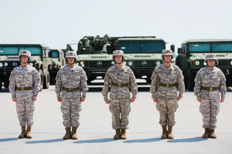 Visual illustration for the word "military" - Armed forces.