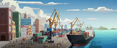 Illustration seaport - Image 1