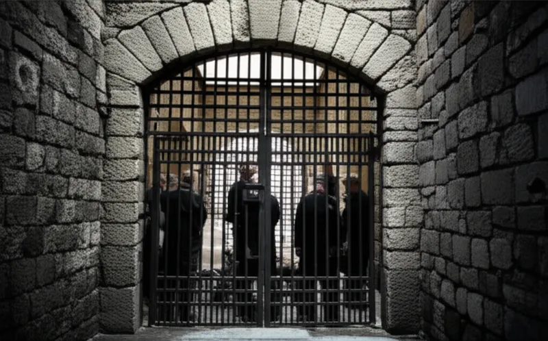 单词"compound"的视觉插图 - 营地，集中营。
