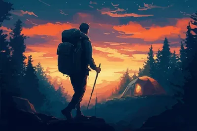 Illustration backpacked