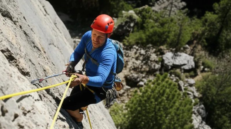 Ilustración visual de la palabra "rappelling" - Descender en rapel