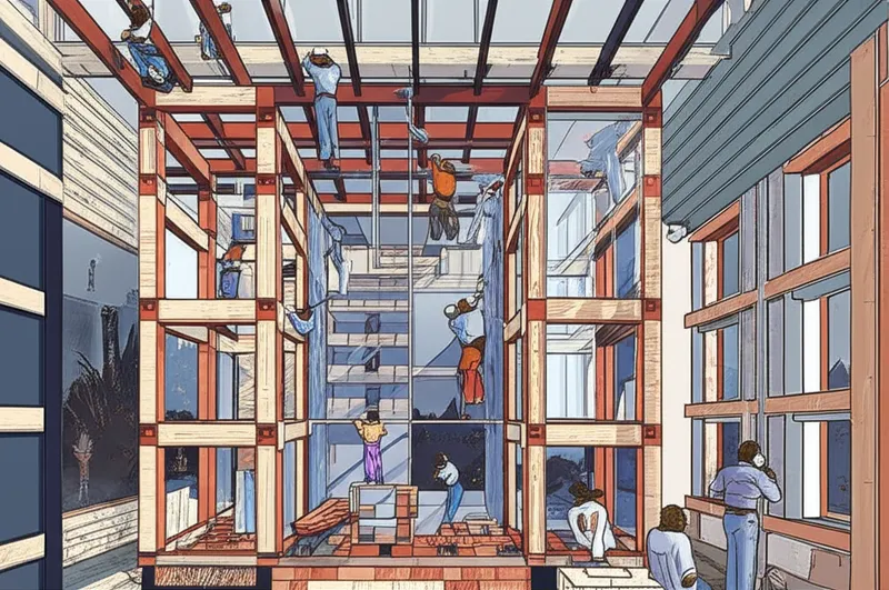 Illustration visuelle du mot « built » - Construire, bâtir