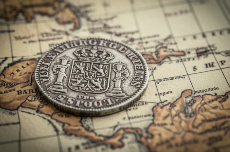 Ilustración visual de la palabra "peso" - Una antigua unidad monetaria de España y sus colonias