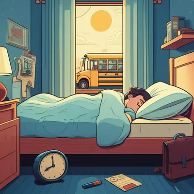 Illustration oversleeping - Image 1