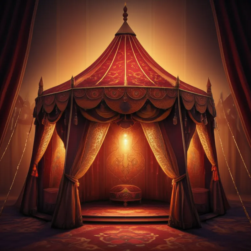 Ilustración visual de la palabra "pavilion" - Pabellón, tienda adornada