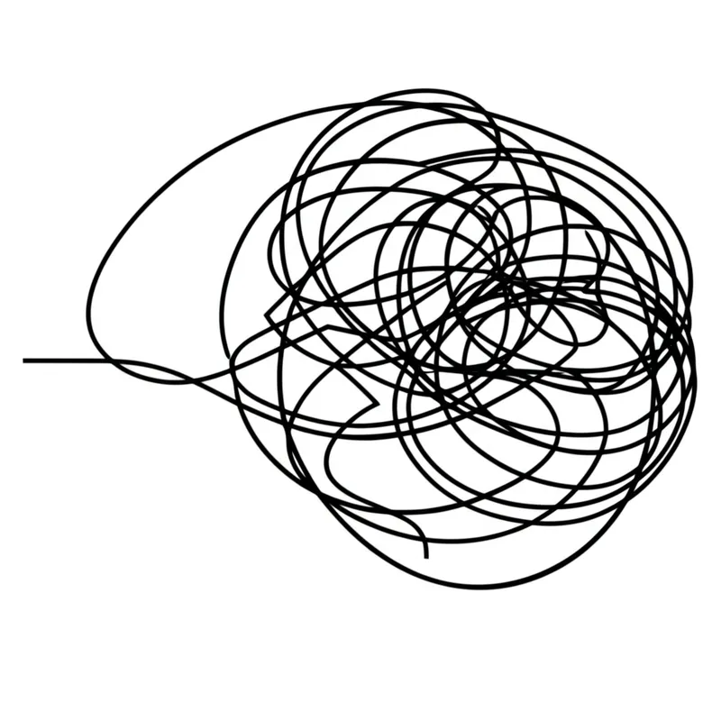 Visuelle Darstellung für das Wort „complicated" - Verkomplizieren, erschweren