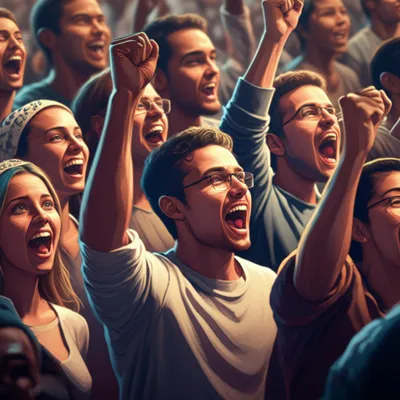 توضيح مرئي للكلمة "shouting" - صراخ، هتاف